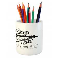 Retro Curls and Music Notes Pencil Pen Holder