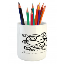 Retro Curls and Music Notes Pencil Pen Holder