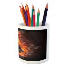 Water and Fire Effect Design Pencil Pen Holder