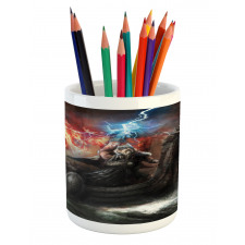 Vikings Boat Stormy Sea Pencil Pen Holder