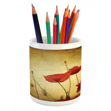 Poppy Flowers Bohemian Pencil Pen Holder