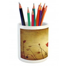 Poppy Flowers Bohemian Pencil Pen Holder