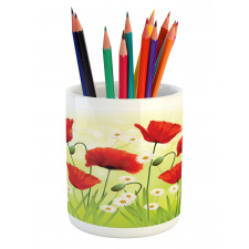 Floral Chamomile Poppy Pencil Pen Holder