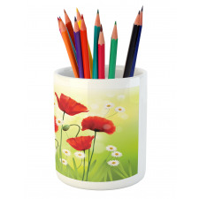 Floral Chamomile Poppy Pencil Pen Holder