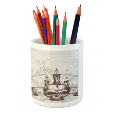 Priate Skull Compass Pencil Pen Holder