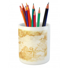 Old Fashioned World Map Pencil Pen Holder