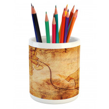 Treasure Map Compass Pencil Pen Holder