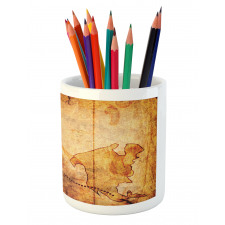 Treasure Map Compass Pencil Pen Holder