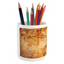 Treasure Map Compass Pencil Pen Holder