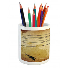 Birds on Cable Grunge Pencil Pen Holder