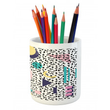 Retro Geometric Shapes Pencil Pen Holder