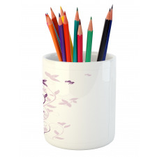 Violet Tree Blossoms Pencil Pen Holder