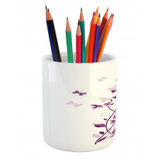 Violet Tree Blossoms Pencil Pen Holder