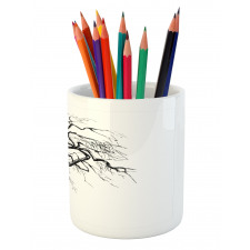 Autumn Tree Dry Branches Pencil Pen Holder