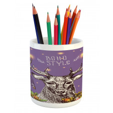 Wild Rein Deer Hand Drawn Pencil Pen Holder