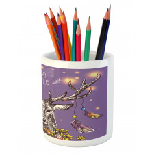 Wild Rein Deer Hand Drawn Pencil Pen Holder