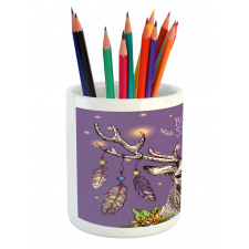 Wild Rein Deer Hand Drawn Pencil Pen Holder