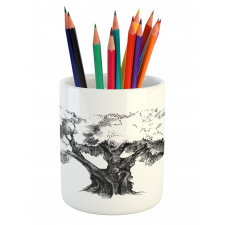 Olive Tree Retro Nature Pencil Pen Holder