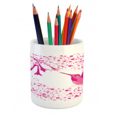 Hummingbird Flower Dots Pencil Pen Holder