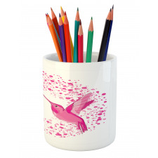 Hummingbird Flower Dots Pencil Pen Holder