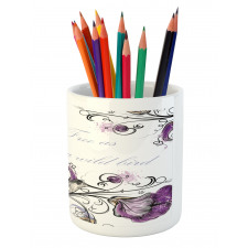 Ornate Flowers Leaves Pencil Pen Holder