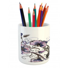 Ornate Flowers Leaves Pencil Pen Holder