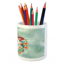 Bird with Flower Branch Pencil Pen Holder