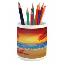 Cartoon Ocean Beach Palm Pencil Pen Holder