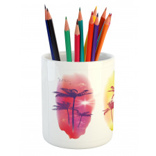 Palm Trees Seagulls Pencil Pen Holder