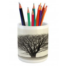 Fall Tree Monochrome Art Pencil Pen Holder