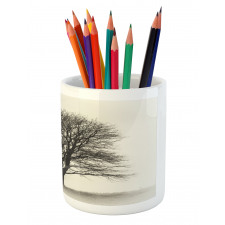 Fall Tree Monochrome Art Pencil Pen Holder