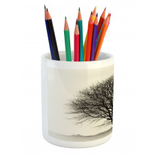 Fall Tree Monochrome Art Pencil Pen Holder