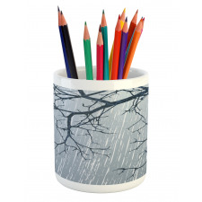 Rainy Day Winter Branches Pencil Pen Holder