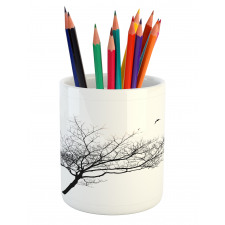 Tree Flying Birds Pencil Pen Holder