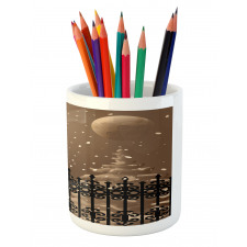 Snowy Moon Evening Pencil Pen Holder