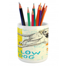 Grunge Sketch Dog Art Pencil Pen Holder