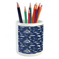 Grunge Anchor Ship Pencil Pen Holder