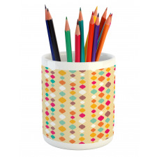 Retro Colorful Circles Pencil Pen Holder