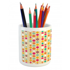 Retro Colorful Circles Pencil Pen Holder