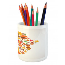 Map Pencil Pen Holder