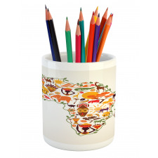 Travel Map Arts Pencil Pen Holder