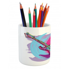 Hand Drawn Guitar Grunge Pencil Pen Holder