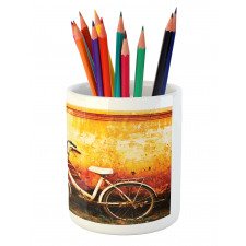 Bike Rusty Cracked Wall Pencil Pen Holder