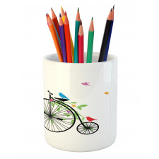 Flying Birds Flowers Pencil Pen Holder