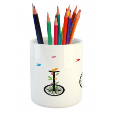 Flying Birds Flowers Pencil Pen Holder