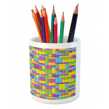 Colorful Blocks Game Cube Pencil Pen Holder