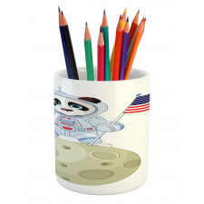 Astronaut on Moon Cartoon Pencil Pen Holder