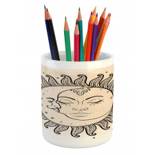 Sun and Moon Mystical Pencil Pen Holder