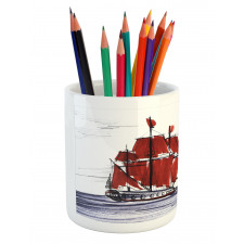 Saliling Ship on Sea Pencil Pen Holder