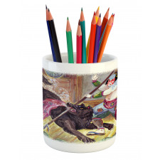 Brave Samurai and Wolf Pencil Pen Holder